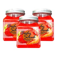 PACK 3 EXFOLIANTE CORPORAL BASE DE SAL DE MAR Y FRESA 500ML WOKALI
